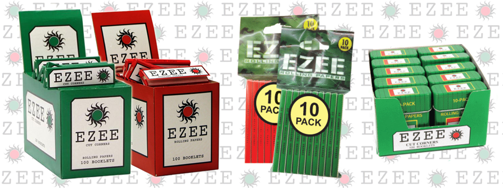 EZEE GREEN STORAGE TIN WITH 10 x EZEE GREEN CORNER CUT STANDARD ROLLING PAPERS 