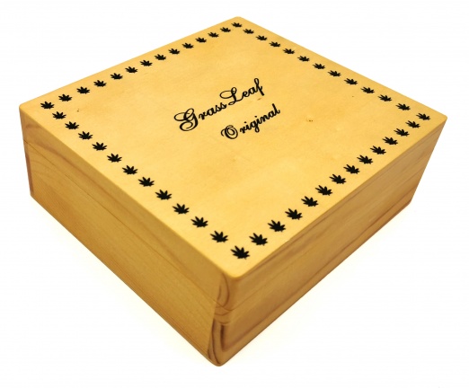 Grass Leaf Large Wooden Rolling Box