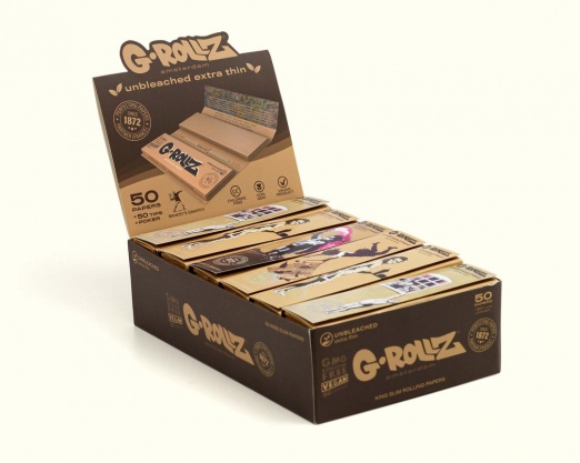 G-ROLLZ Banksy UNBLEACHED King Size Papers, Tips & Poker