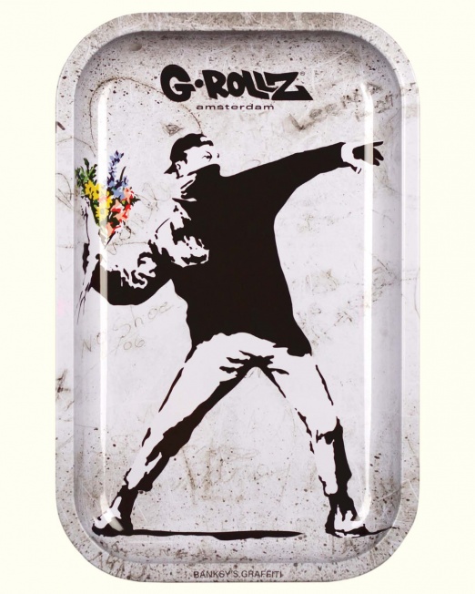 Banksy 'Alt Flower' Medium Metal Rolling Tray - 17.5cm x 27.5cm