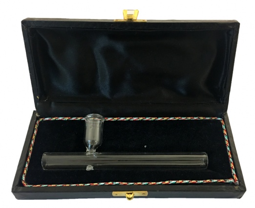 15cm Clear Shotgun Pipe in Black Leather Case
