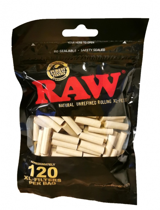 RAW Black XL Filter Tips - 6mm x 22mm - 120 per Bag