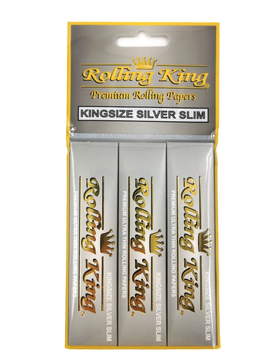 Rolling King Silver Slim Kingsize Rolling Papers - Pack of 3