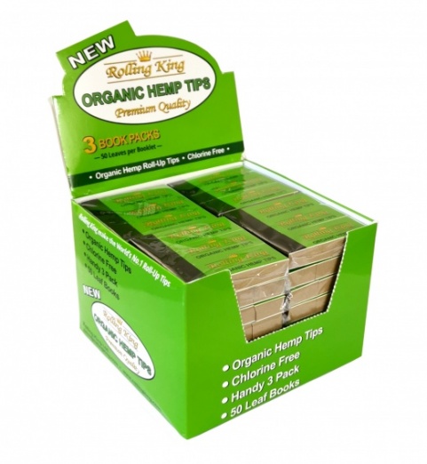 Rolling King Organic Hemp Rolling Tips Box of 32 x 3
