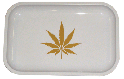 Small White Leaf Design Rolling Tray - 290 x 190mm