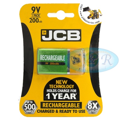 JCB 9v PP3 200mAh NiMH Rechargeable Battery Pack of 1