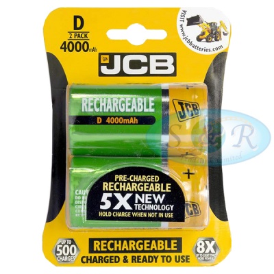 JCB D 4000mAh NiMH Rechargeable Batteries Pack of 2