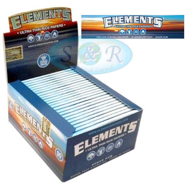 2 PACKS 1 1/4 SIZE RAW Classic 2 PKS ELEMENTS Ultra Thin Rice Rolling Papers