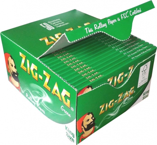 Zig-Zag Green King Size Rolling Papers Box of 50