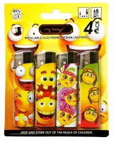 GSD 4-Pack Electronic Refillable Lighters - EMOJI