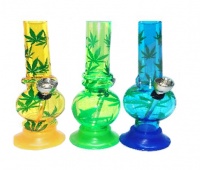 15cm Acrylic Bubble Waterpipe Bong with Leaf Design