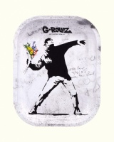 Banksy 'Alt Flower' Small Metal Rolling Tray - 14cm x 18cm