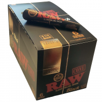 RAW BLACK 1 1/4 6PK CONES 32 DISPLAY PACK