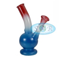 17cm Multi Coloured Single Bubble Glass Waterpipe Bong