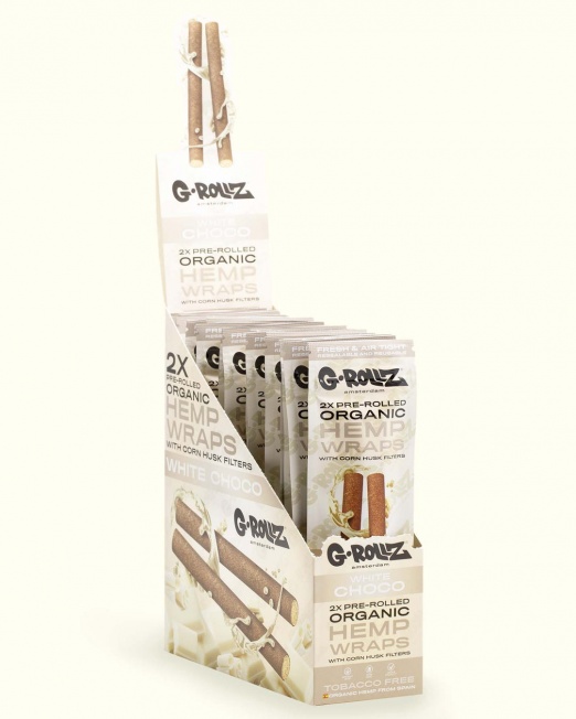 G-ROLLZ 2-Pack Pre-rolled Hemp Wraps - WHITE CHOCO - 15 Per Box