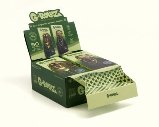 G-ROLLZ 'Reggae' ORGANIC GREEN King Size Papers, Tips, Tray