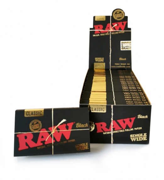RAW BLACK Classic Single Wide Double Window Rolling Papers - 25's