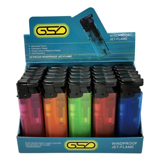 GSD TRANSLUCENT Windproof Jet Flame Refillable Electronic Lighters
