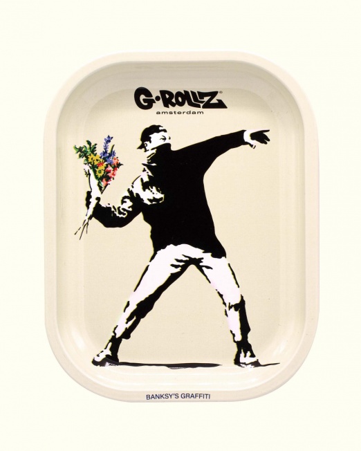 Banksy 'Flower' Small Metal Rolling Tray | S&R Tradelink Ltd