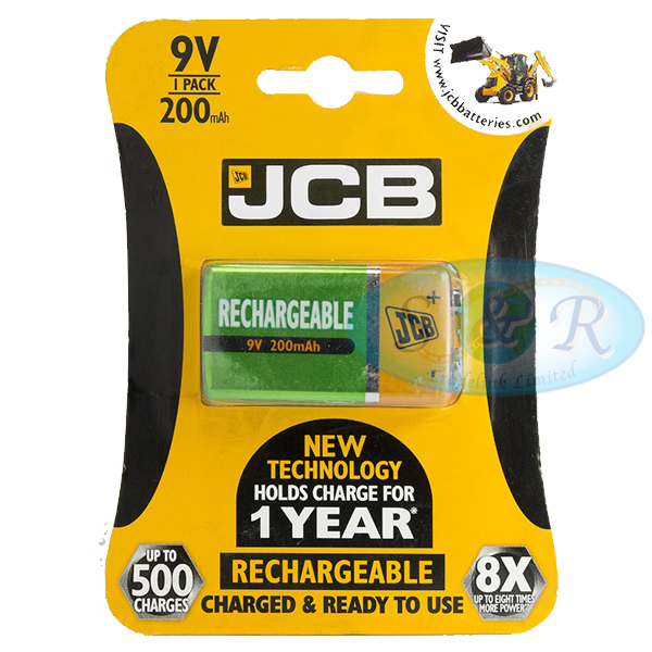 JCB 9v PP3 200mAh Rechargeable Battery NiMH S&R Tradelink Ltd
