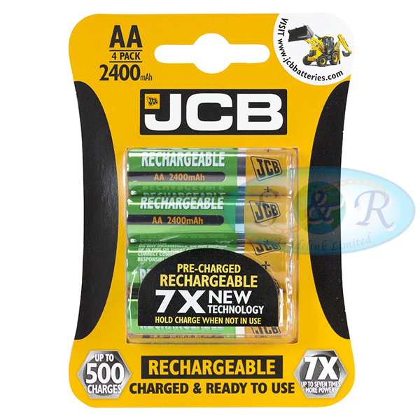 4 Pack Duracell 2400mah Rechargeable Aa Batteries JCB | Size AA | 2400mAh | Rechargeable | Batteries | NiMH | S&R