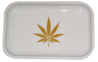 Small White Leaf Design Rolling Tray - 290 x 190mm